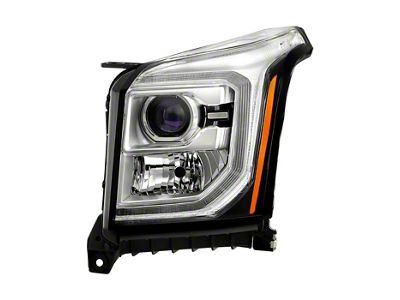 OE Style LED DRL Projector Headlight; Chrome Housing; Clear Lens; Driver Side (15-20 Yukon w/ Factory HID Headlights)