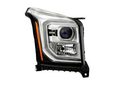 OE Style LED DRL Projector Headlight; Chrome Housing; Clear Lens; Passenger Side (15-20 Yukon w/ Factory HID Headlights)