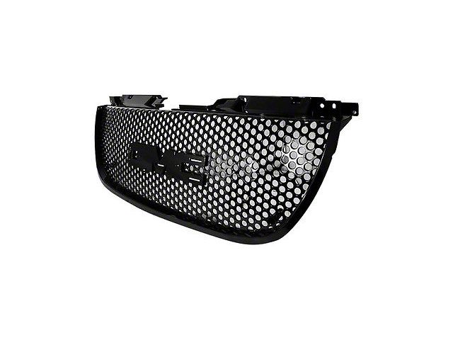 Round Hole Mesh Style Upper Replacement Grille; Black (07-12 Yukon)