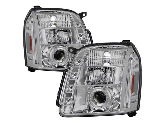 Signature Series LED Halo Projector Headlights; Chrome Housing; Clear Lens (07-14 Yukon)