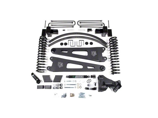 Zone Offroad 6-Inch Radius Arm Suspension Lift Kit with Dual Steering Stabilizer and FOX Shocks (17-19 4WD 6.7L Powerstroke F-350 Super Duty w/ Factory 3-Leaf Rear Main Spring Pack)