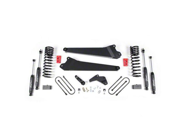Zone Offroad 4.50-Inch Radius Arm Suspension Lift Kit with 3-Inch Rear Lift Blocks and Nitro Shocks (13-18 4WD 6.7L RAM 3500 w/o Air Ride)