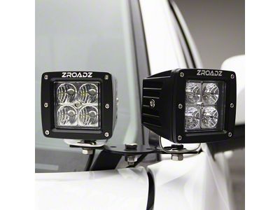 ZRoadz Four 3-Inch LED Pod Lights with Hood Hinge Mounting Brackets (17-22 F-350 Super Duty)