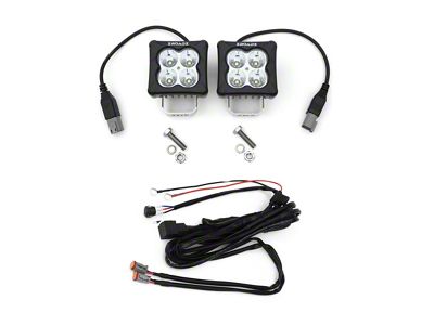 ZRoadz 3-Inch G2 Series Bright White LED Light Pods with Wiring Harness; Flood Beam (Universal; Some Adaptation May Be Required)