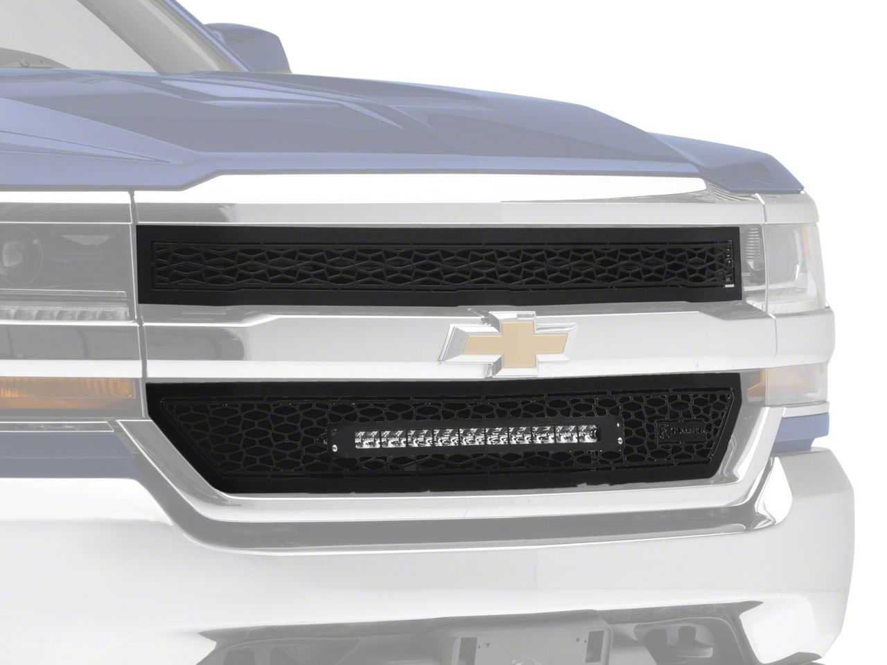 ZRoadz Silverado Upper Grille Insert w/ 20 in. LED Light Bar - Black ...