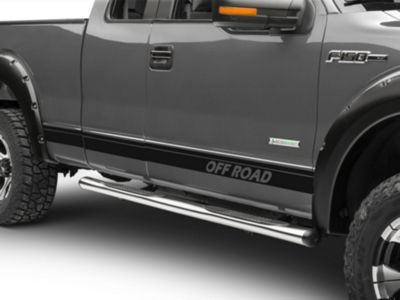 SEC10 F-150 Rocker Stripes with Off Road Lettering; Matte Black T527969 ...