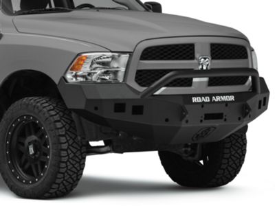 Road Armor RAM 1500 Stealth Winch Front Bumper with Pre-Runner Guard; Satin  Black 413F4B (13-18 RAM 1500, Excluding Rebel)