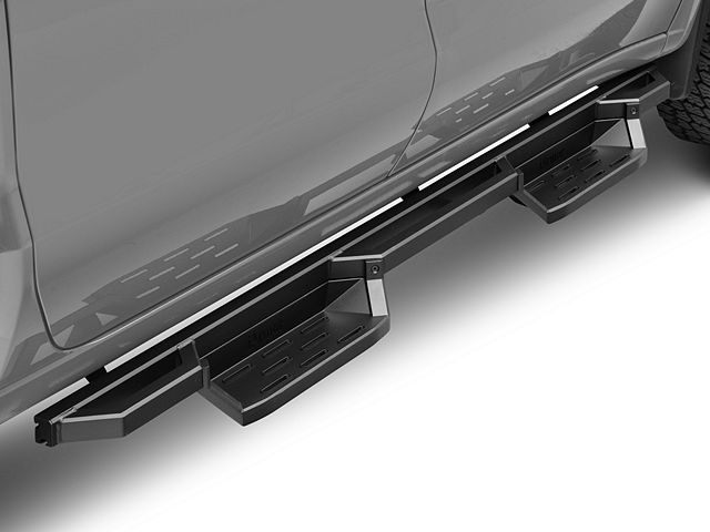 Square Tube Drop Style Nerf Side Step Bars; Matte Black (19-24 Silverado 1500 Crew Cab)