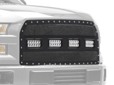 RedRock F-150 Wire Mesh Upper Grille Insert with Frame, Rivets and LED ...